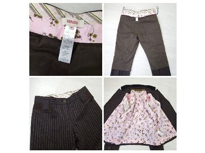 Kenzo Tailleur Pantalone Marrone Gessato - vista 8