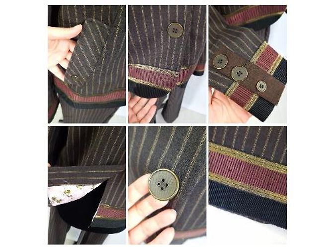 Kenzo Tailleur Pantalone Marrone Gessato - vista 9