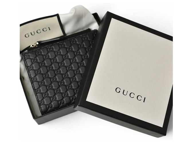 Gucci Microguccissima Mini-Klappbörse Schwarz - Ansicht 10