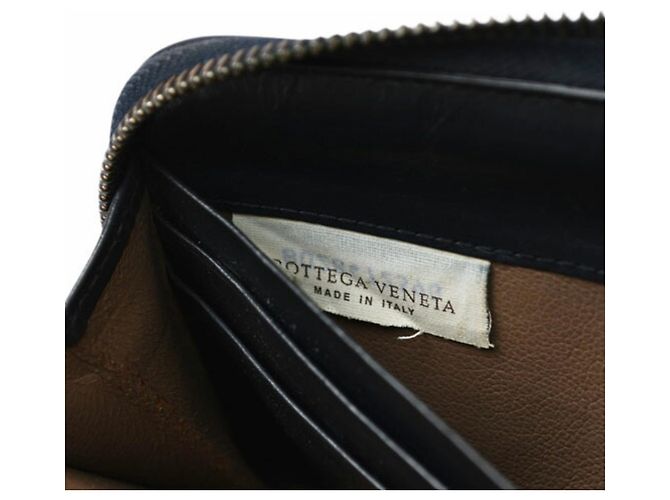 Cartera larga de cuero azul marino Bottega Veneta - vista 10