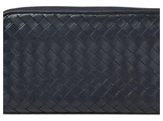 Cartera larga de cuero azul marino Bottega Veneta - vista 2