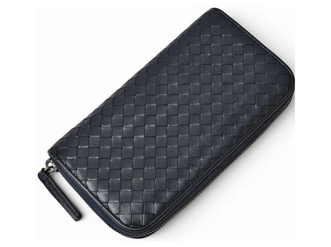 Cartera larga de cuero azul marino Bottega Veneta - vista 4