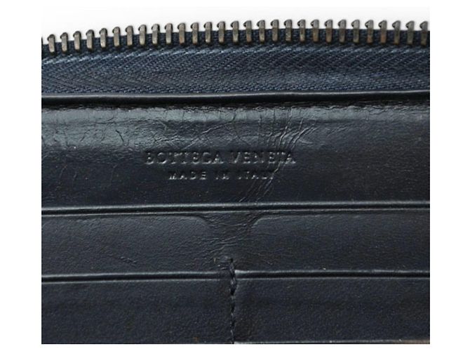 Cartera larga de cuero azul marino Bottega Veneta - vista 7