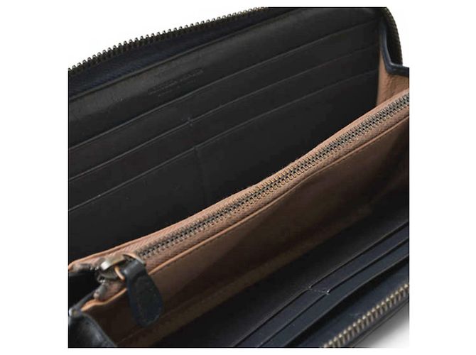Cartera larga de cuero azul marino Bottega Veneta - vista 8