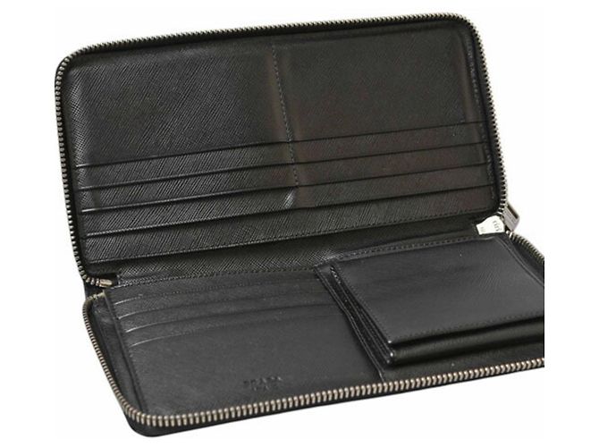Cartera larga de cuero negro Prada - vista 8