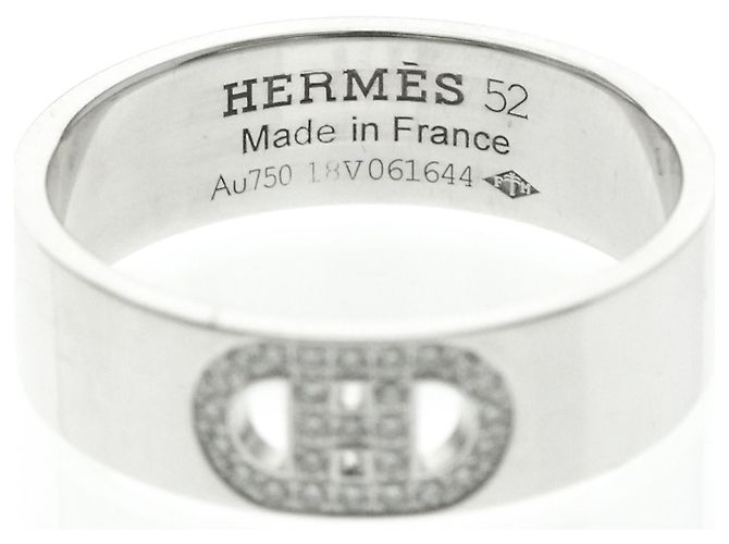 Hermès Hermes H D'ancre Ring mit Diamanten Silber - Ansicht 5