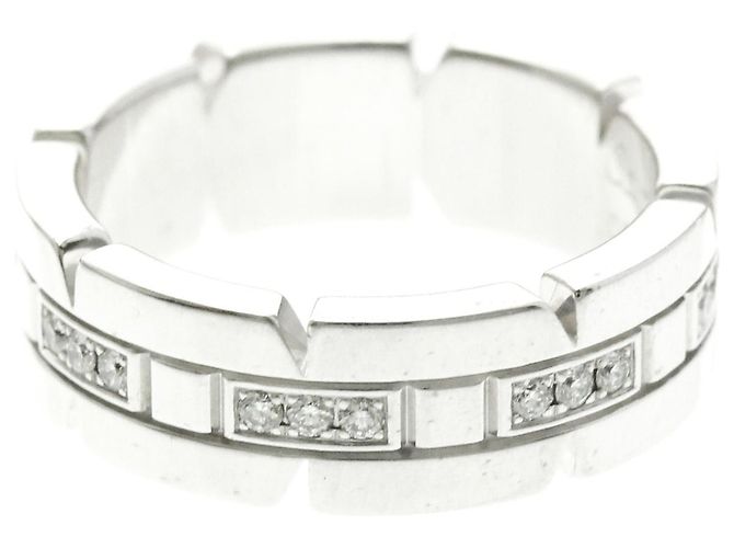 Cartier Tank Française Ring mit halben Diamanten Silber - Ansicht 2