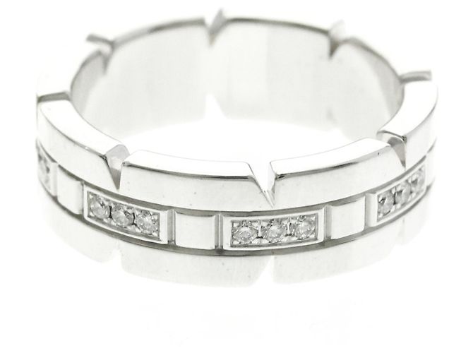 Cartier Tank Française Ring mit halben Diamanten Silber - Ansicht 3