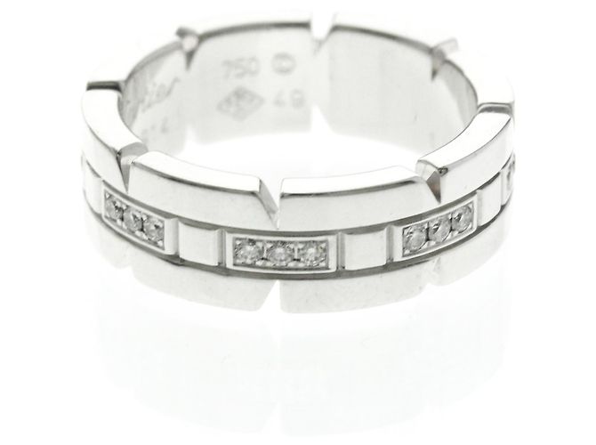 Cartier Tank Française Ring mit halben Diamanten Silber - Ansicht 4