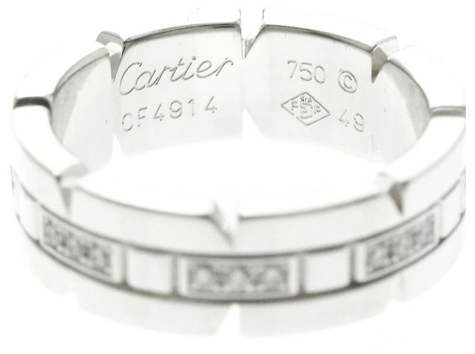 Cartier Tank Française Ring mit halben Diamanten Silber - Ansicht 5
