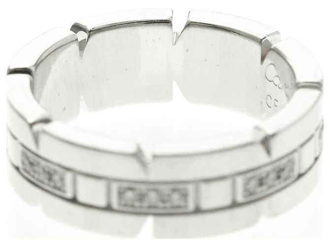Cartier Tank Française Ring mit halben Diamanten Silber - Ansicht 6