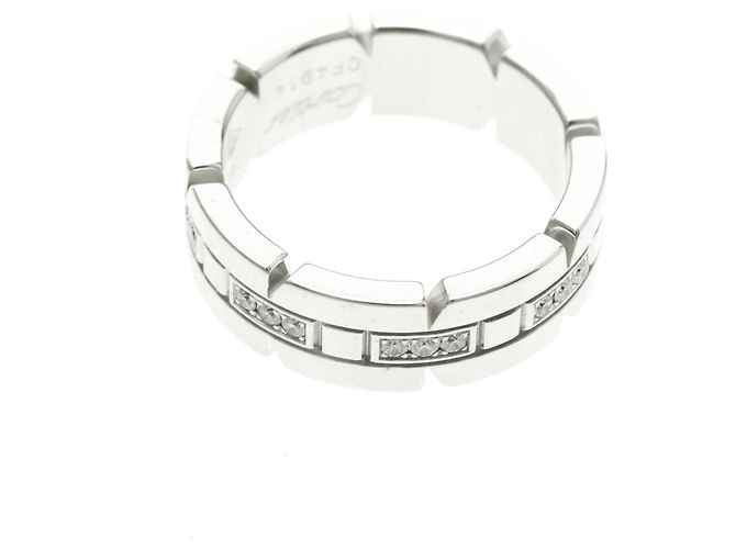 Cartier Tank Française Ring mit halben Diamanten Silber - Ansicht 9