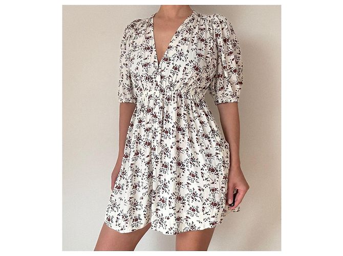 Minivestido Ganni blanco con estampado floral - vista 2