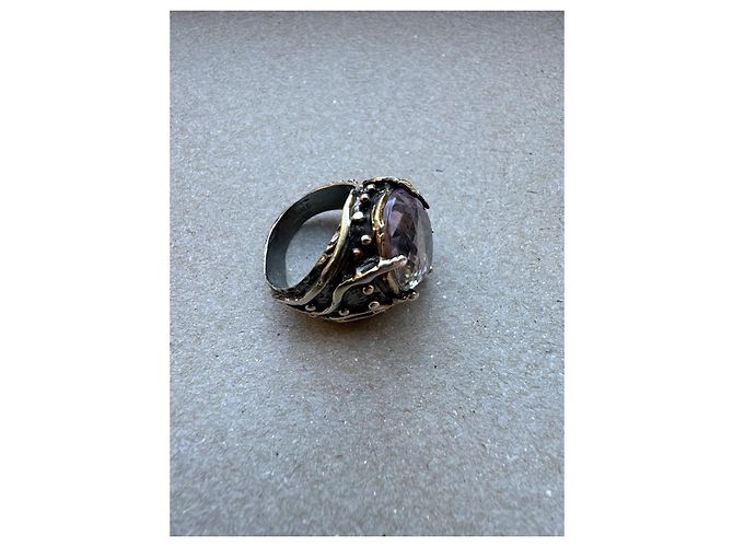 Autre Marque Anillo de Plata y Oro con Amatista Dorado Púrpura Hardware de plata - vista 4