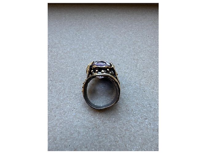 Autre Marque Anillo de Plata y Oro con Amatista Dorado Púrpura Hardware de plata - vista 5
