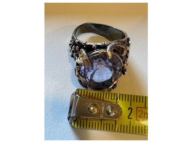 Autre Marque Anillo de Plata y Oro con Amatista Dorado Púrpura Hardware de plata - vista 6