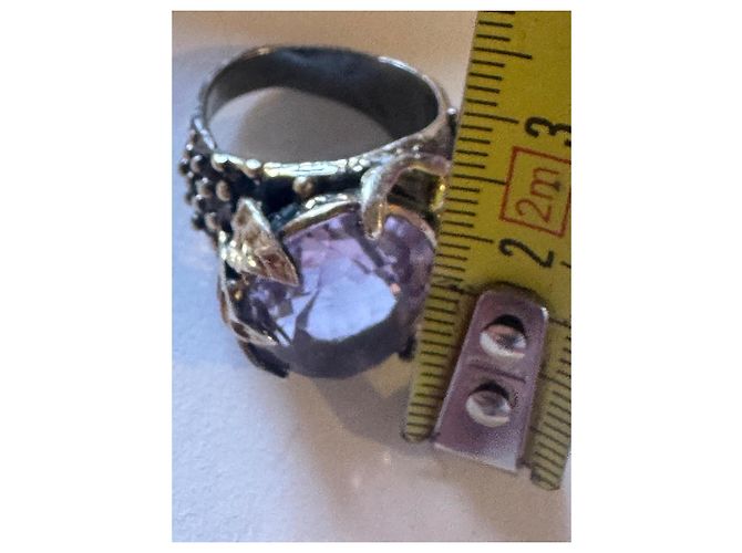 Autre Marque Anillo de Plata y Oro con Amatista Dorado Púrpura Hardware de plata - vista 7