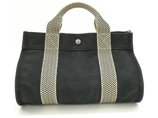 Hermès HERMES Cannes PM Canvas Handbag Tote Bag Black - view 2