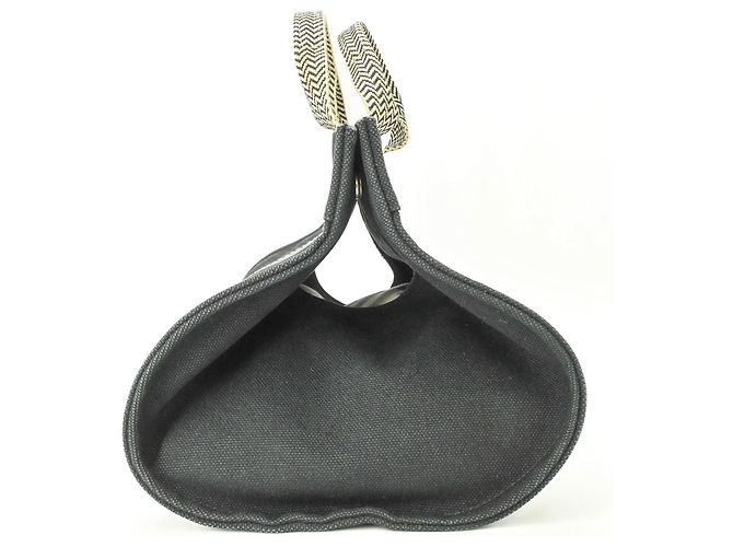 Hermès HERMES Cannes PM Canvas Handbag Tote Bag Black - view 4