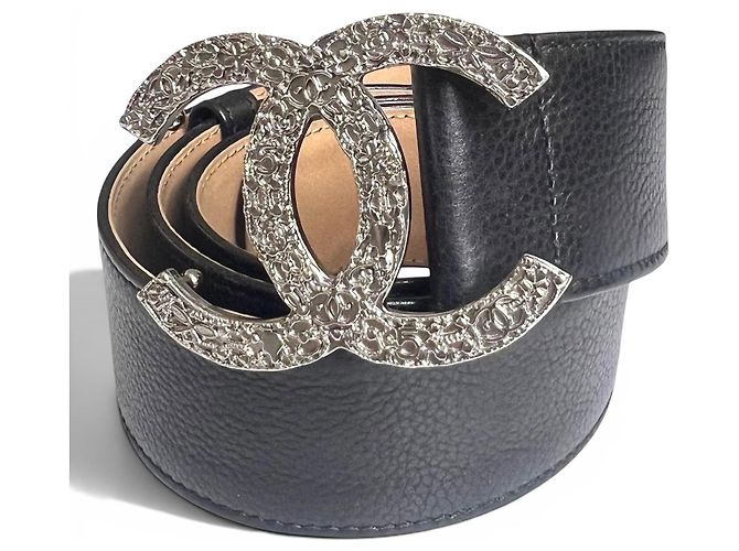 Chanel Metiers d'Art Gürtel Schwarz Caviar Leder Silber Hardware - Ansicht 2