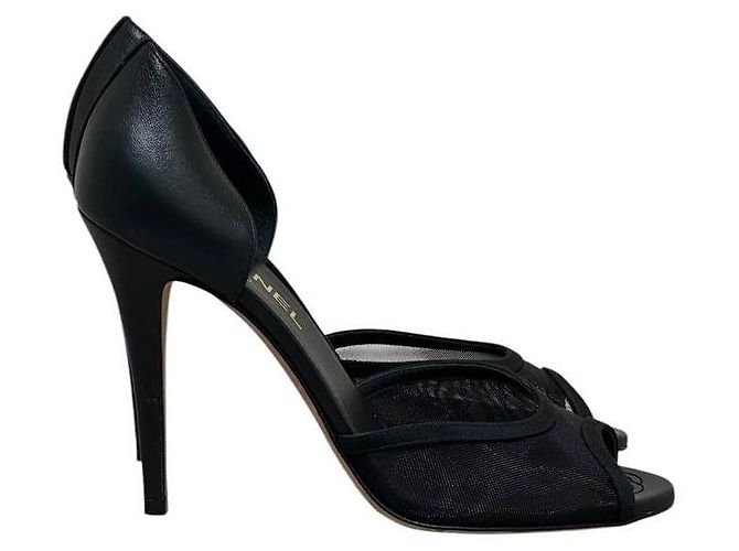 Chanel D'Orsay Pumps aus schwarzem Canvas & Leder Gr. 40 gebraucht - Ansicht 2