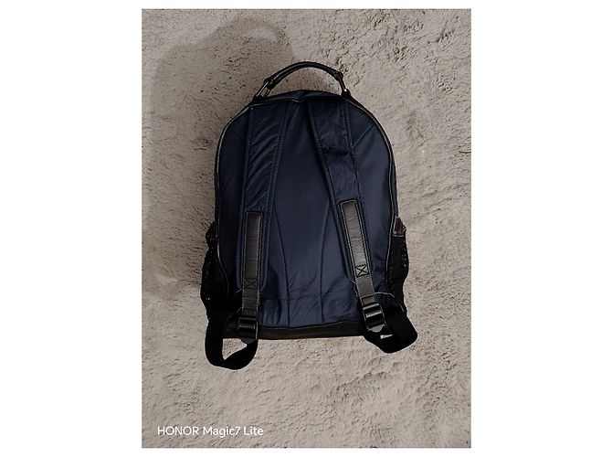 Burberry Zaino in nylon blu navy e pelle Nero - vista 5