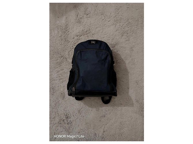 Burberry Zaino in nylon blu navy e pelle Nero - vista 7