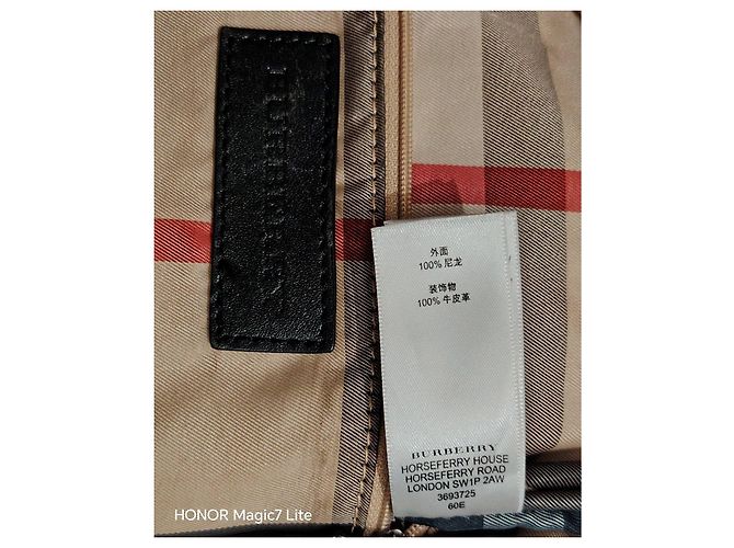 Burberry Zaino in nylon blu navy e pelle Nero - vista 8