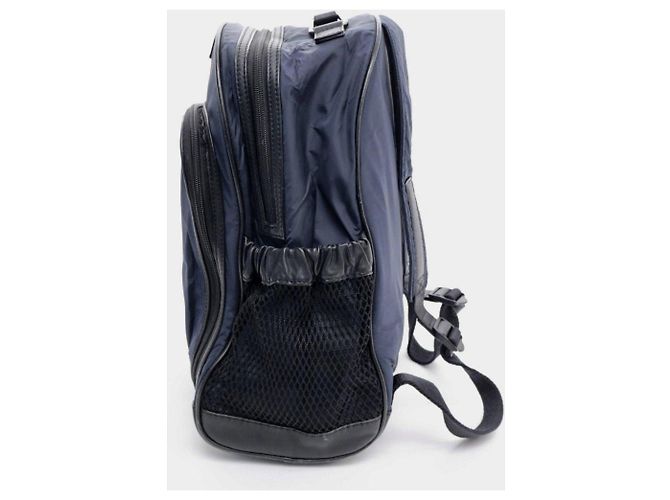 Burberry Zaino in nylon blu navy e pelle Nero - vista 9
