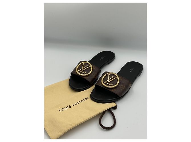 Louis Vuitton Lock It Sandali Slide Monogram Marrone Nero Monogramma - vista 2