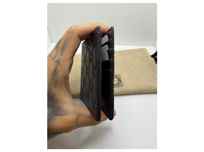 Portafoglio Gucci GG Monogram in pelle nera Nero - vista 8