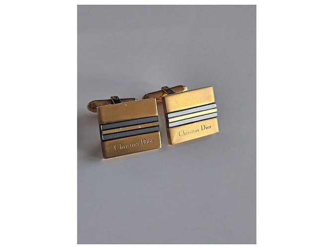 Abotoaduras Christian Dior douradas Azul Dourado - vista 10