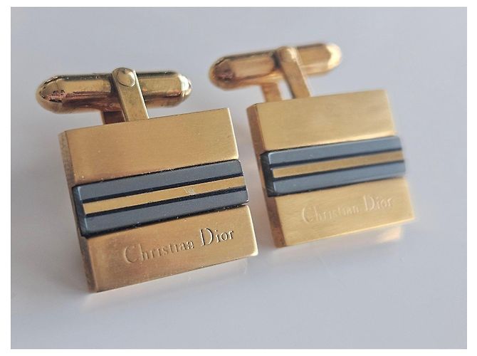 Abotoaduras Christian Dior douradas Azul Dourado - vista 13