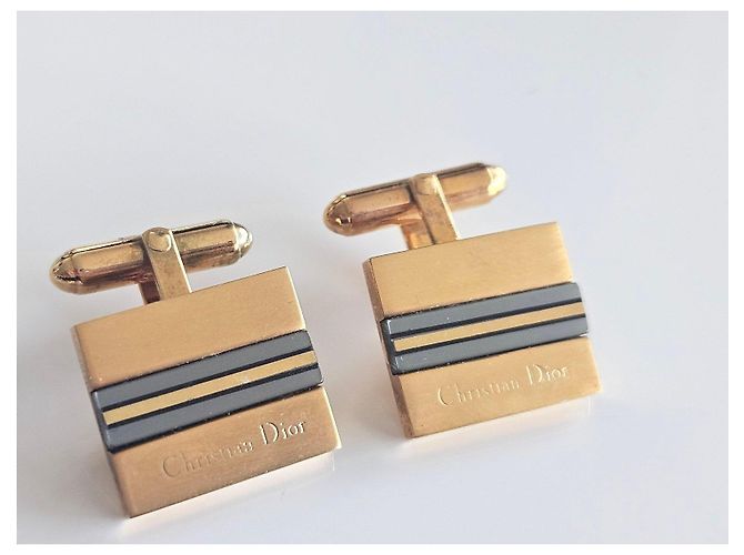 Abotoaduras Christian Dior douradas Azul Dourado - vista 14