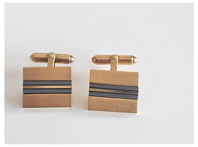 Abotoaduras Christian Dior douradas Azul Dourado - vista 15