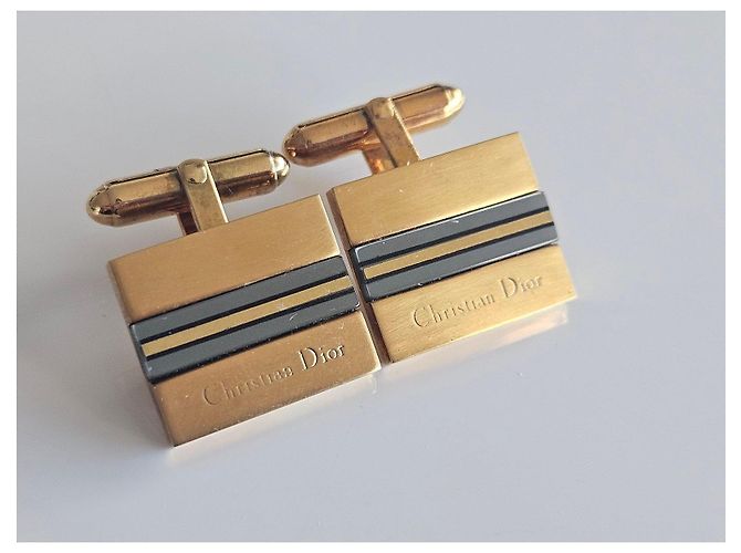 Abotoaduras Christian Dior douradas Azul Dourado - vista 3