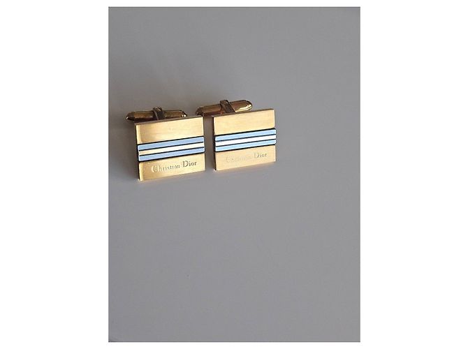 Abotoaduras Christian Dior douradas Azul Dourado - vista 5