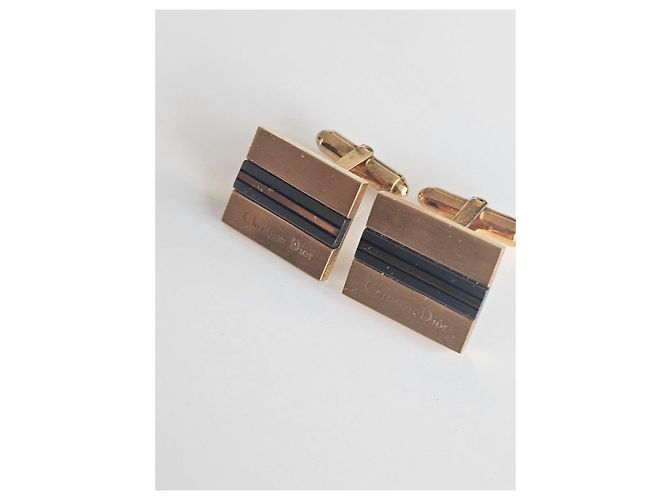 Abotoaduras Christian Dior douradas Azul Dourado - vista 6