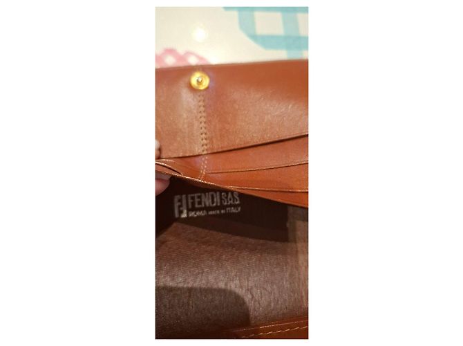 Fendi Zucca Monogram Canvas and Leather Wallet Brown Black - view 4