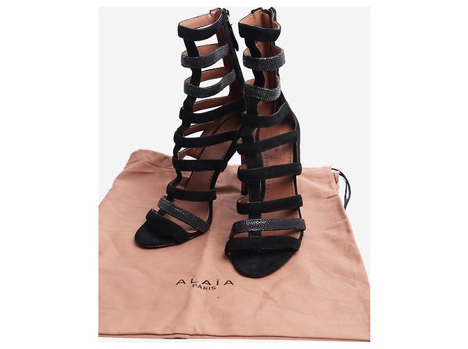 Alaïa Schwarze Gladiator-Sandaletten mit Absatz - Größe EU 37.5 (UK 4.5) - Ansicht 9