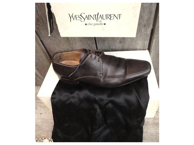 Yves Saint Laurent Rive Gauche Derbies in pelle Marrone - vista 2