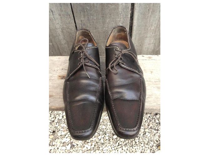 Yves Saint Laurent Rive Gauche Derbies in pelle Marrone - vista 4