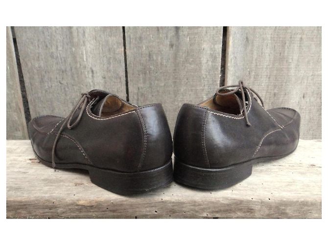 Yves Saint Laurent Rive Gauche Derbies in pelle Marrone - vista 5