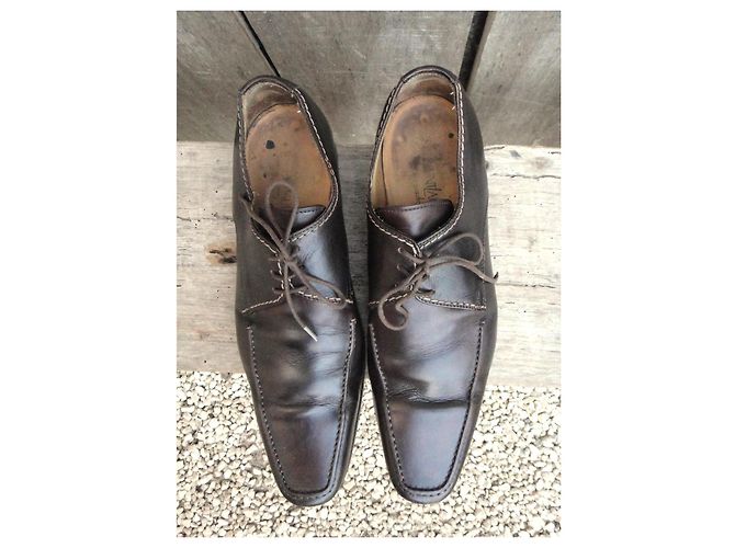 Yves Saint Laurent Rive Gauche Derbies in pelle Marrone - vista 8