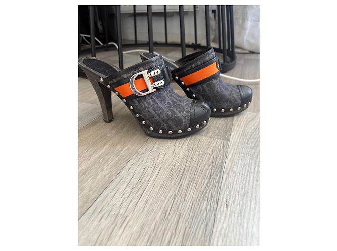 Mule Dior Oblique in tela monogrammata e pelle Arancione - vista 2