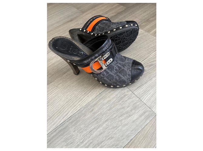 Mule Dior Oblique in tela monogrammata e pelle Arancione - vista 3