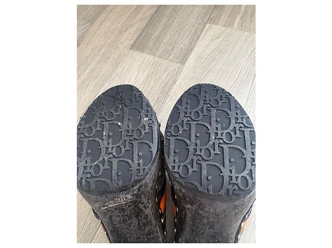 Mule Dior Oblique in tela monogrammata e pelle Arancione - vista 4