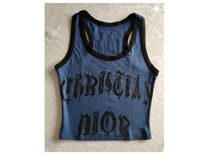Canotta Christian Dior '1947' in cotone blu Nero - vista 4