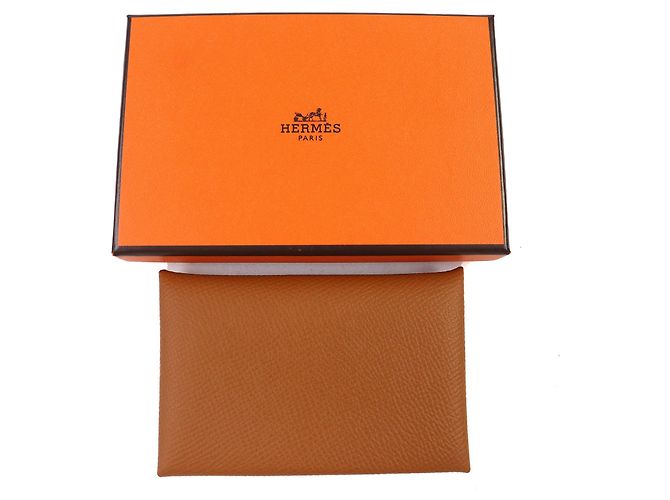 Hermès Tarjetero Calvi en piel Epsom Hermes Dorado - vista 2
