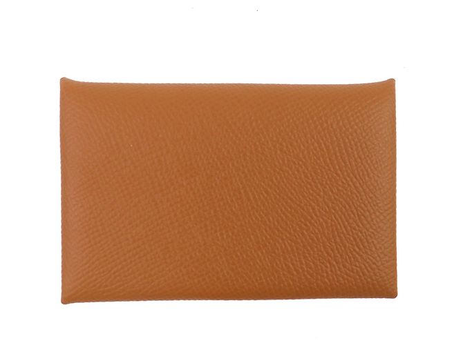 Hermès Tarjetero Calvi en piel Epsom Hermes Dorado - vista 3